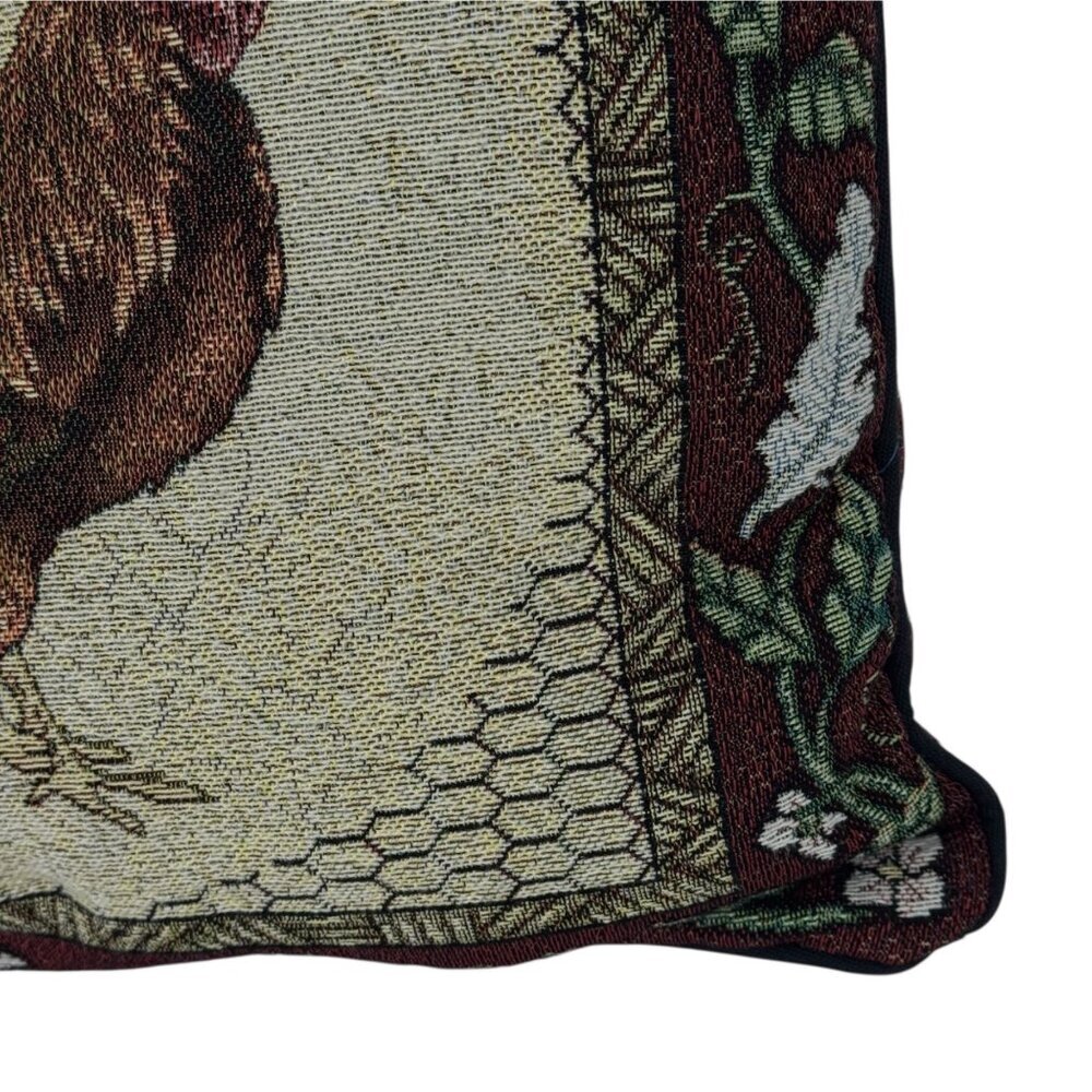 Rooster Tapestry Pillow Multicolor Farmhouse Country Floral Square Home Decor - Picture 4 of 12
